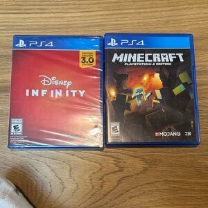 Disney Infinity and Minecraft PlayStation 4 Games - Blue Cases